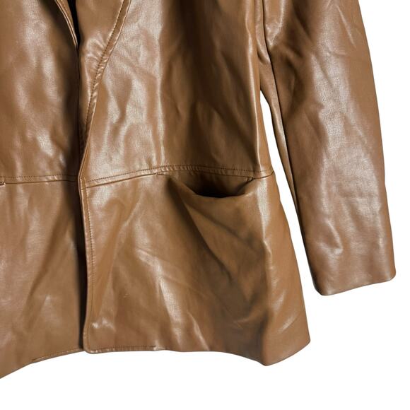Hutch Anthropologie Brown Vegan Faux Leather Peak Lapel Blazer Jacket Size M - Picture 5 of 10